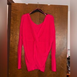 Fashion Nova V-Neck Sweater in Vibrant Pink
